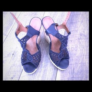 Navy Blue Crochet Wedges